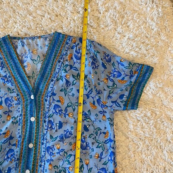 Women's Button Down Floral Dress. Blue. Small. Lightweight. Comfy. ResortWear. - Picture 15 of 15